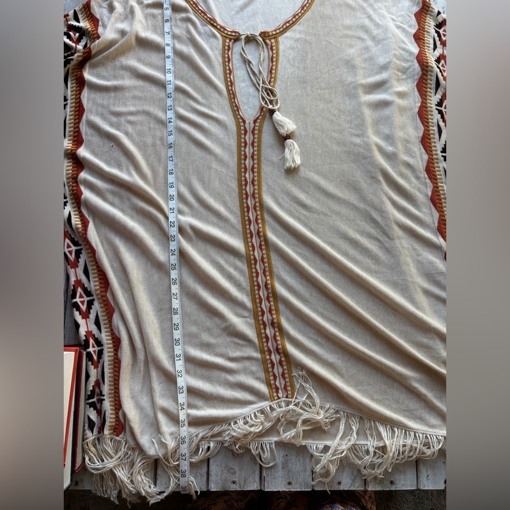 Idol Mind Boho Fringe Kaftan Tunic Aztec Trim Long S/M - Picture 3 of 10